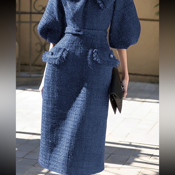 stylewe elegant crew neck bow dress - Picture 3 of 9